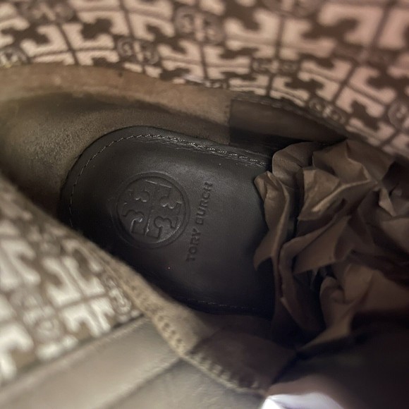 Tory Burch Junction Riding Boot Greenish Gray Low Heal - Picture 12 of 12